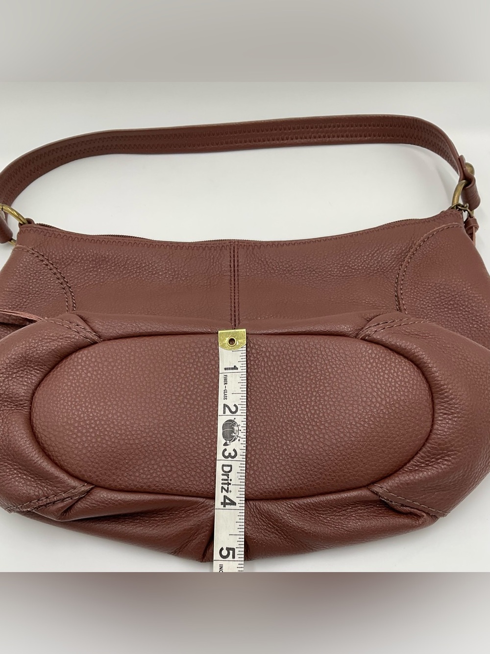 The Sak Rich Brown Pebbled Leather Hobo Bag with Top Stitching Detail - Picture 10 of 14